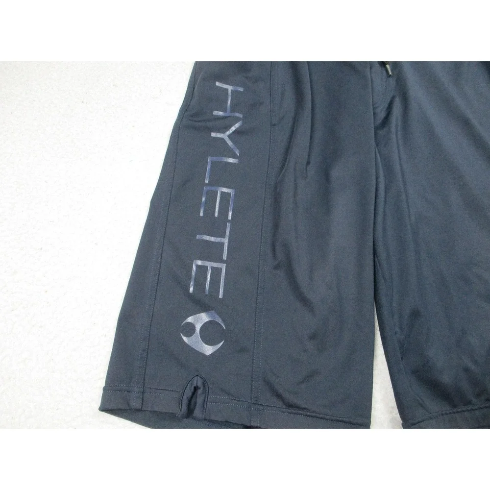 HYLETE Shorts Mens Medium Blue Athletic Training Zip Pocket Drawstring 12 Inseam